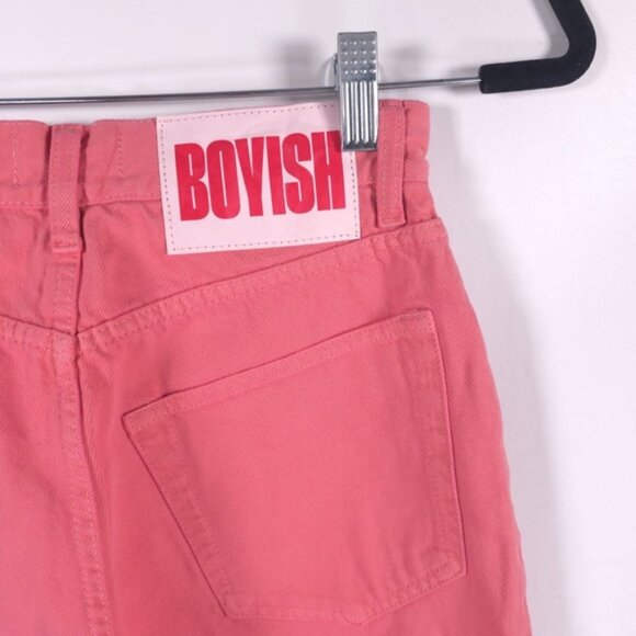 NWT BOYISH The Toby Straight Jeans Pretty Pink Tapered High Waist Button Fly 26 - Picture 7 of 16